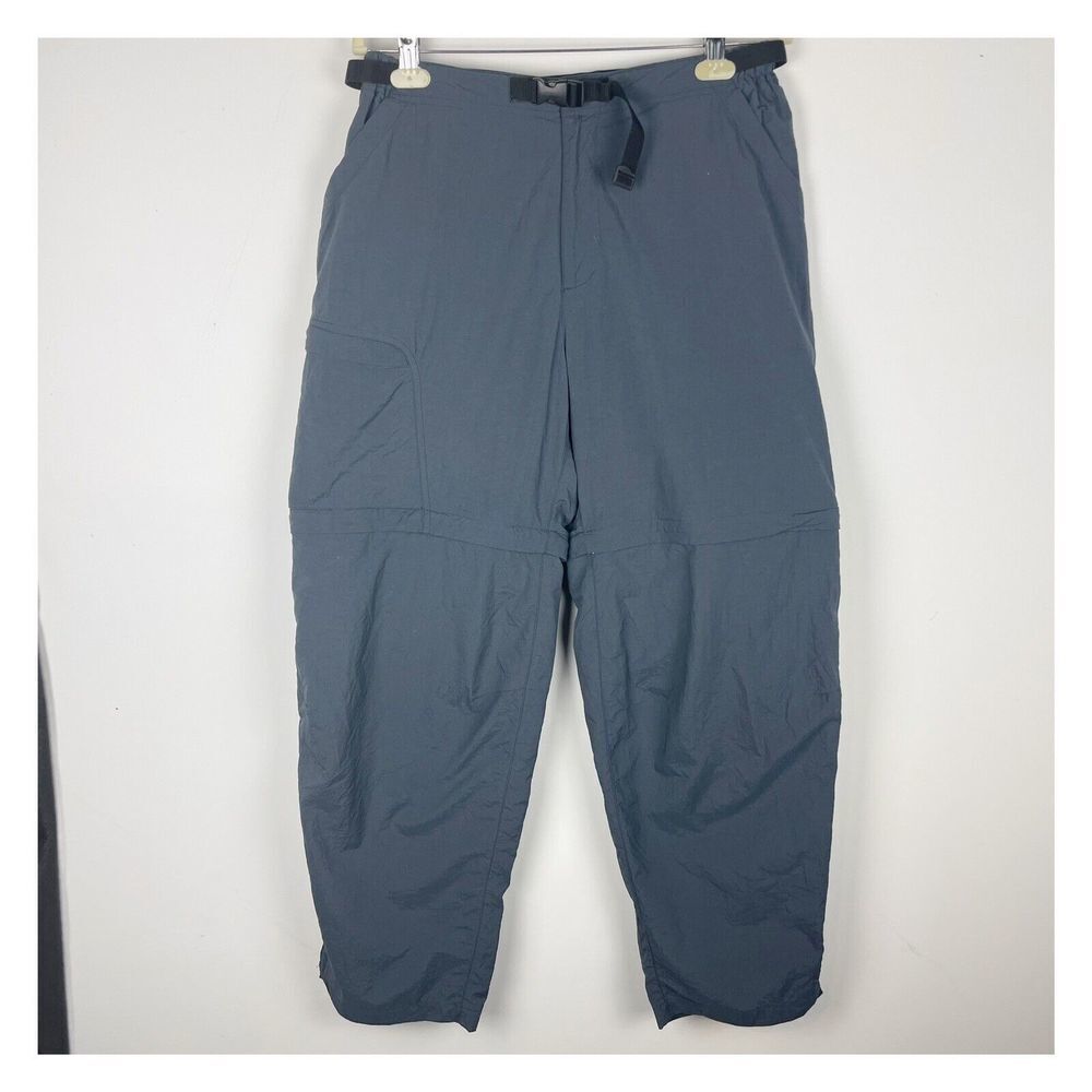 REI Men Hiking Pants Size L Gray Belted Convertible‎ Zip Off Outdoors​​​​